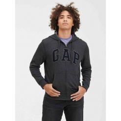 Bluza męska GAP V-Heritage Logo FZ. Szare bluzy GAP, m, bez wzorów, bez kaptura. Za 129.99 zł.