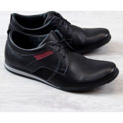 Półbuty męskie skórzane casual czarne Gregor. Czarne eleganckie półbuty Gregor, bez wzorów. Za 100.00 zł.