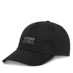 Czapka z daszkiem Guess. Czarne czapki z daszkiem Guess, z aplikacjami. Za 119.99 zł.