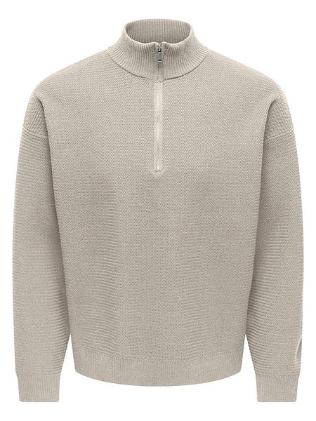 ONLY & SONS Sweter "Carter" w kolorze beżowym rozmiar: XL. Brązowe swetry nierozpinane Only & Sons, xl, bez wzorów, bez kołnierzyka, bez ramiączek. Za 139.95 zł.