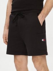 Tommy Jeans Szorty sportowe Badge DM0DM18479 Czarny Regular Fit. Czarne krótkie spodenki sportowe Tommy Jeans, m, bez wzorów, z bawełny. Za 199.99 zł.