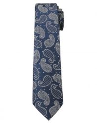 Granatowo-Szary Elegancki Krawat Męski w Paisley -ALTIES- 6 cm, Łezki. Niebieskie krawaty i muchy Alties, bez wzorów, z tkaniny. Za 49.00 zł.