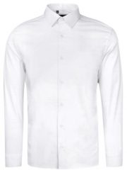 Elegancka Koszula Męska - VICTORIO - Slim - Biała. Białe koszule Victorio, m, bez wzorów, z bawełny, bez kołnierzyka, bez ramiączek. Za 199.00 zł.