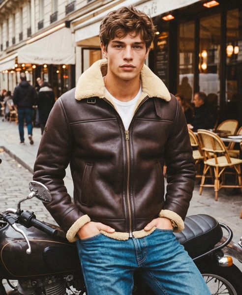 Kurtka pilotka z sztucznego kożucha – relaxed fit – DARK BROWN. Brązowe kurtki Superdry, s, bez wzorów, z materiału, bez kaptura. Za 875.70 zł.