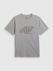 4F T-shirt regular z nadrukiem męski - szary XL. Szare t-shirty 4F, m, bez wzorów, z bawełny, bez kołnierzyka, bez ramiączek. Za 59.99 zł.