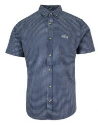 Koszula Męska, Granatowa Wzór Geometryczny, Bawełniana, Casualowa, Krótki Rękaw -PAKO JEANS. Niebieskie koszule Pako Jeans, l, bez wzorów, z bawełny, bez kołnierzyka, bez ramiączek. Za 135.00 zł.