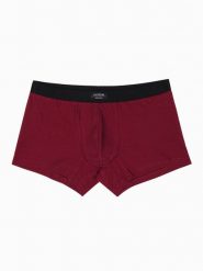 Bokserki męskie bawełniane - ciemnoczerwone U286 - XXL. Czerwone bokserki Ombre Clothing, m, bez wzorów, z bawełny. Za 17.99 zł.