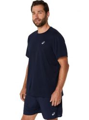 Asics Koszulka w kolorze granatowym do biegania rozmiar: XXL. Niebieskie t-shirty sportowe ASICS, bez wzorów, z materiału, bez ramiączek, do biegania. Za 89.88 zł.
