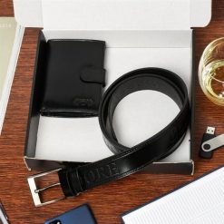 Zestaw męski skórzany premium Beltimore portfel pasek U17 : Kolory - czarny, Rozmiar pasków - r.90-105 cm. Czarne paski bez wzorów. Za 114.90 zł.