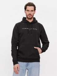 Tommy Jeans Bluza Linear Logo DM0DM17985 Czarny Regular Fit. Czarne bluzy Tommy Jeans, m, bez wzorów, z bawełny, bez kaptura. Za 229.99 zł.