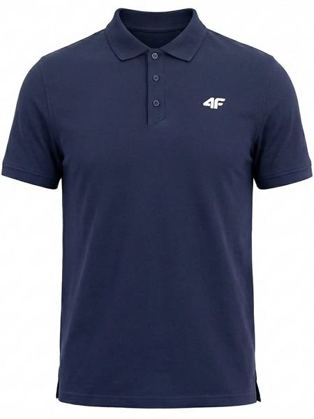 4F Koszulka polo w kolorze granatowym rozmiar: XL. Niebieskie koszulki polo 4F, xl, bez wzorów, bez kołnierzyka, bez ramiączek. Za 73.95 zł.