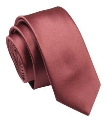Krawat (Śledź) Męski 5 cm, Mahoniowy, Wąski, Gładki -ALTIES. Brązowe krawaty i muchy Alties, bez wzorów, z tkaniny. Za 35.00 zł.