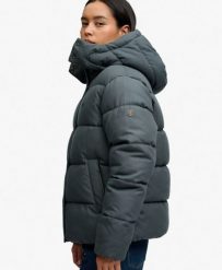 Superdry Premium Pikowana Kurtka z Kapturem w Kratę – Olive/Navy Check. Zielone kurtki Superdry, bez wzorów, z lyocellu, z kapturem. Za 655.35 zł.