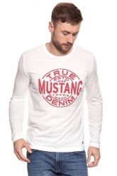 LONGSLEEVE MUSTANG Printed Longsleeve CLOUD DANCER 1007065 2020. Brązowe bluzki z długim rękawem Mustang, m, bez wzorów, bez kołnierzyka, bez ramiączek. W wyprzedaży za 49.99 zł.