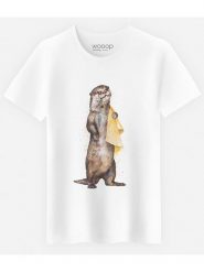WOOOP Koszulka "Otter" w kolorze białym rozmiar: L. Białe bezrękawniki Wooop, l, bez wzorów, z bawełny, bez kołnierzyka, bez ramiączek. Za 84.01 zł.