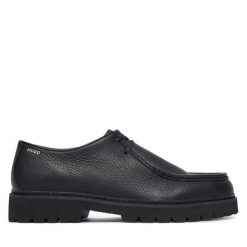 Półbuty HUGO. Czarne eleganckie półbuty Hugo, bez wzorów, bez obcasa, bez zapięcia. Za 764.99 zł.
