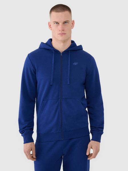 4F Bluza dresowa rozpinana z kapturem męska - granatowa S. Niebieskie bluzy z kapturem 4F, m, bez wzorów, z bawełny, z kapturem. W wyprzedaży za 99.99 zł.