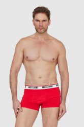 MOSCHINO Czerwone bokserki z logo 2 pack. Czerwone bokserki MOSCHINO, l, bez wzorów, z bawełny. W wyprzedaży za 99.99 zł.