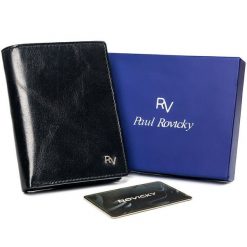 Portfel męski czarny Rovicky RV-7870-8602 BLACK. Czarne portfele ROVICKY, bez wzorów, ze skóry. Za 71.99 zł.