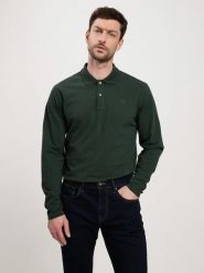 Cross Jeans Koszulka polo w kolorze ciemnozielonym rozmiar: XXL. Zielone koszulki polo Cross Jeans, xxl, bez wzorów, z bawełny, bez kołnierzyka, bez ramiączek. Za 83.62 zł.