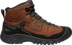Buty trekkingowe TARGHEE IV MID WP M Bison/Czarny. Brązowe buty turystyczne Keen, bez wzorów, z materiału, bez zapięcia, trekkingowe. Za 799.45 zł.