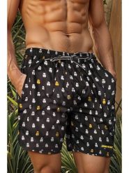 Admas Szorty kąpielowe w kolorze czarno-żółto-białym rozmiar: XL. Białe kąpielówki admas, xl, bez wzorów, z materiału. Za 130.99 zł.