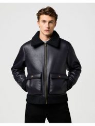 Wrangler Kurtka przejściowa SHEARLING JACKET Czarny Regular Fit. Czarne kurtki Wrangler, m, bez wzorów, bez kaptura. Za 549.00 zł.