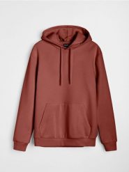 Bluza z kapturem basic - czerwony. Czerwone bluzy z kapturem Sinsay, l, bez wzorów, z kapturem. Za 39.99 zł.