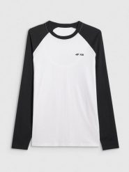 4F Longsleeve regular z nadrukiem męski - biały 3XL. Białe bluzki z długim rękawem 4F, m, bez wzorów, bez kołnierzyka, bez ramiączek. Za 79.99 zł.