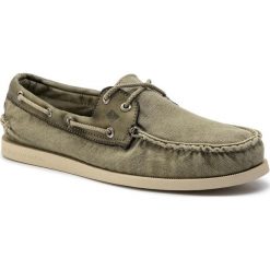 Mokasyny SPERRY - SSTS13071 Canvas Olive. Zielone mokasyny Sperry, bez wzorów, z materiału, bez obcasa, bez zapięcia. W wyprzedaży za 229.00 zł.