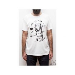 Koszulka z Labradorem. Białe t-shirty Lobo loco, m, bez wzorów, z bawełny, bez kołnierzyka, bez ramiączek. Za 71.25 zł.