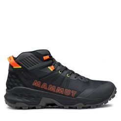 Trekkingi Mammut. Czarne botki sznurowane Mammut, bez wzorów, z gore-texu, bez obcasa, bez zapięcia. Za 649.99 zł.