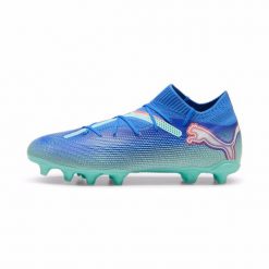 Buty piłkarskie unisex PUMA FUTURE 7 PRO FG/AG. Niebieskie buty sportowe casual Puma, bez wzorów, bez zapięcia. W wyprzedaży za 414.50 zł.