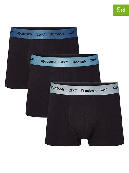 Reebok Bokserki (3 pary) "Hirst" w kolorze czarnym rozmiar: M. Czarne bokserki Reebok, m, bez wzorów. Za 63.95 zł.