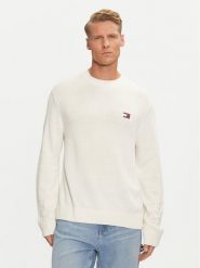 Tommy Jeans Sweter Badge DM0DM20706 Biały Regular Fit. Białe swetry rozpinane Tommy Jeans, m, bez wzorów, z jeansu, bez kołnierzyka, bez ramiączek. Za 249.99 zł.