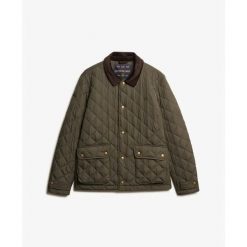 Kurtka puchowa Superdry Estate. Zielone kurtki Superdry, s, z aplikacjami, z puchu, bez kaptura. Za 420.50 zł.
