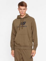 New Balance Bluza Essentials Stacked Logo French Terry Hoodie MT31537 Brązowy Regular Fit. Brązowe bluzy New Balance, m, bez wzorów, z bawełny, bez kaptura. Za 229.99 zł.