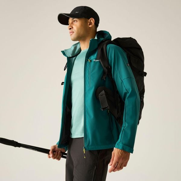 Męska wodoodporna kurtka softshell Arana z kapturem. Niebieskie kurtki Regatta, m, bez wzorów, z elastanu, z kapturem. Za 329.99 zł.