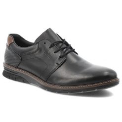 Czarne Półbuty Rieker Eleganckie Obuwie Męskie. Czarne eleganckie półbuty Rieker, bez wzorów, ze skóry, bez obcasa, bez zapięcia. Za 379.00 zł.