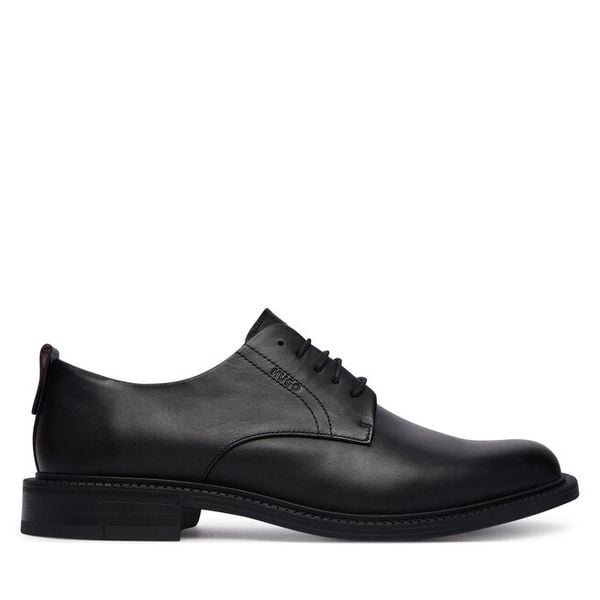 Półbuty HUGO. Czarne eleganckie półbuty Hugo, bez wzorów, bez obcasa, bez zapięcia. Za 849.99 zł.