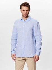 United Colors Of Benetton Koszula 5BKU5QJG8 Błękitny Regular Fit. Niebieskie koszule United Colors Of Benetton, m, bez wzorów, ze lnu, bez kołnierzyka, bez ramiączek. Za 259.99 zł.