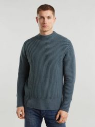G-Star Sweter w kolorze niebieskim rozmiar: XL. Niebieskie swetry nierozpinane G-Star, xl, bez wzorów, prążkowane, bez kołnierzyka, bez ramiączek. Za 238.84 zł.