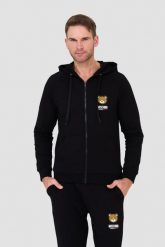MOSCHINO Czarna bluza z kapturem. Czarne bluzy MOSCHINO, m, bez wzorów, z kapturem. W wyprzedaży za 959.99 zł.