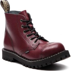 Glany STEEL - 128/O/F Bur Full Burgund. Czerwone trapery Steel, ze skóry, bez zapięcia. Za 269.00 zł.