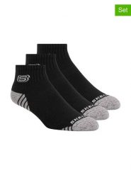 Skechers Skarpety (3 pary) w kolorze czarno-szarym rozmiar: 39-42. Czarne skarpety Skechers, bez wzorów, ze splotem. Za 23.95 zł.