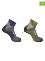 SALOMON Skarpety trekkingowe (2 pary) "X Ultra Access Quarter" w kolorze oliwkowo-niebieskim rozmiar: 36-38. Brązowe skarpety Salomon, bez wzorów, z wełny. Za 47.82 zł.