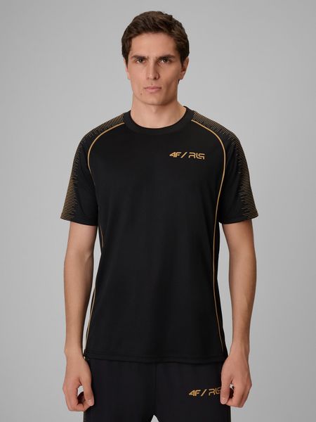 4F Koszulka treningowa szybkoschnąca męska 4F x Robert Lewandowski - czarna S. Czarne t-shirty 4F, l, bez wzorów, z materiału, bez kołnierzyka, bez ramiączek. Za 149.99 zł.