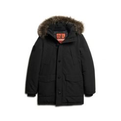 Parka z kapturem i sztucznym futrem Superdry Everest. Czarne kurtki softshell Superdry, l, bez wzorów, z softshellu, z kapturem. W wyprzedaży za 783.40 zł.