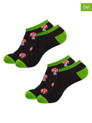 Lucky Socks Skarpety (2 pary) "Mushroom" w kolorze czarno-zielono-czerwonym rozmiar: 43-46. Czarne skarpety Lucky Socks, bez wzorów, prążkowane. Za 26.99 zł.