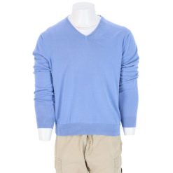 Second life - Męski jasnoniebieski sweter - Stan bardzo dobry. Niebieskie golfy RALPH LAUREN, m, bez wzorów, bez ramiączek. Za 149.06 zł.